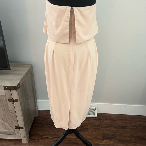 Lots of Love Beige Strapless Midi Dress - Picture 3 of 4